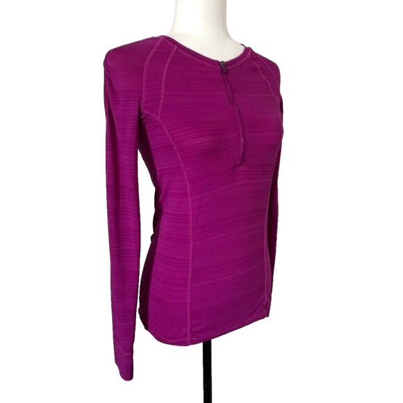 ATHLETA Long Sleeve 1/2 Zip Running Top Size XS Magenta Purple Fitted - Picture 3 of 9